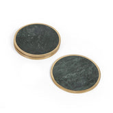 Audrey Coaster Set of 4 Green Marble with brass ring